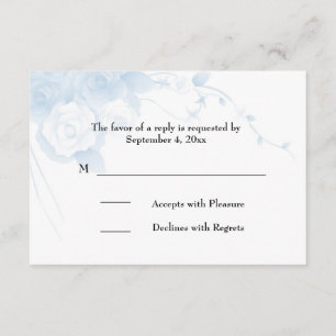 Blue Watercolor Floral RSVP Card