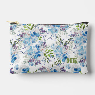 Blue Watercolor Floral Seamless Pattern Accessory Pouch