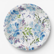 Blue Watercolor Floral Seamless Pattern