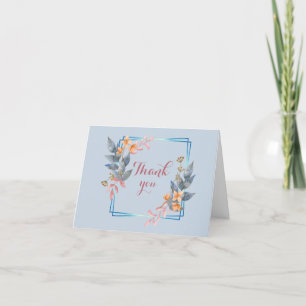 Blue Watercolor Floral Thank You Card