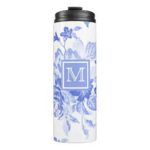 Blue Watercolor Floral   Thermal Tumblr Tumbler