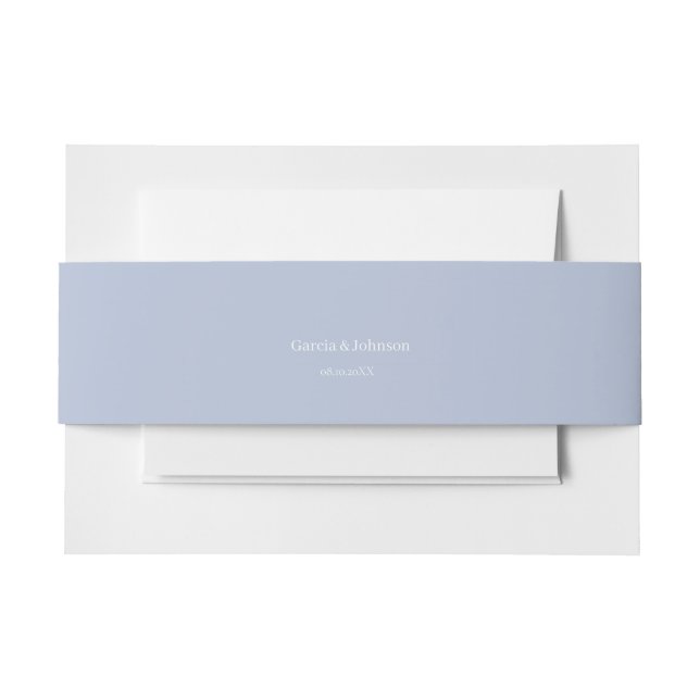 Blue Watercolor Floral Wedding Invitation Belly Band (Front Example)