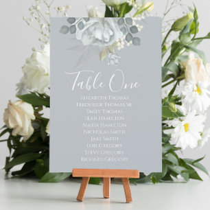 Blue Watercolor Floral Wedding Table Number