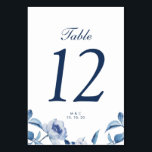 Blue Watercolor Floral Wedding Table Numbers Card<br><div class="desc">Blue Watercolor Floral Wedding Table Numbers Card</div>