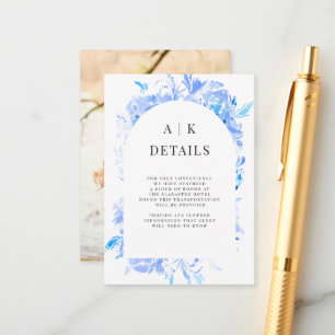 Blue Watercolor Flower Arch Details Enclosure Card