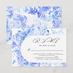 Blue Watercolor Flower Arch RSVP Card