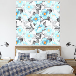 Blue Watercolor Flower - Botanical Floral Canvas Print