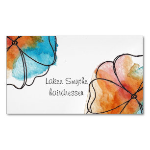 Blue Watercolor Flower Business Card