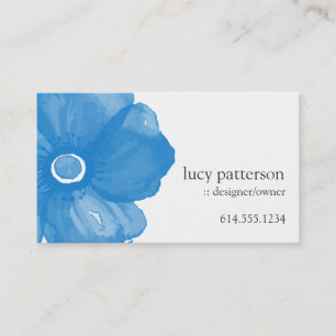 Blue Watercolor Flower Business Cards