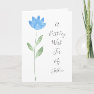  Blue Watercolor Flower Card