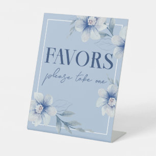 Blue Watercolor Flower Favour Table Pedestal Sign