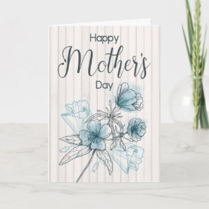Blue Watercolor Flower for Happy Mother’s Day Card