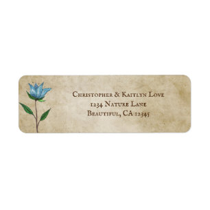 Blue Watercolor Flower Vintage Floral Address