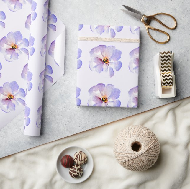 Blue watercolor flower wrapping paper (Crafts)