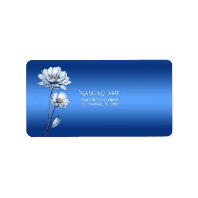 Blue Watercolor Flowers Address Label (Front)