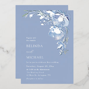 Blue Watercolor Flowers Casual Wedding