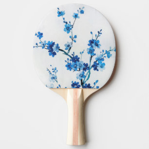 Blue Watercolor Flowers Delicate Beautiful Ping Pong Paddle