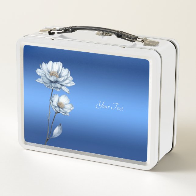 Blue Watercolor Flowers Lunchbox (Back)