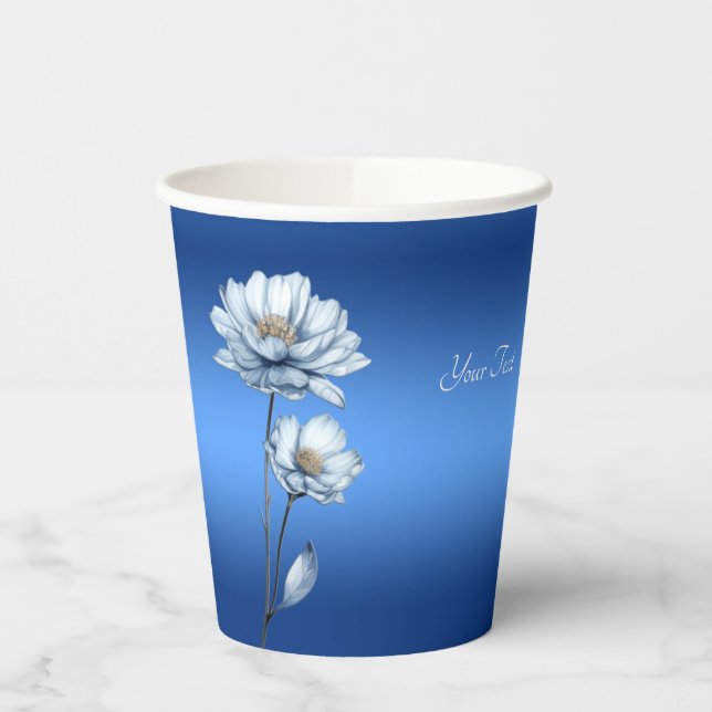 Blue Watercolor Flowers Paper cup (Left)