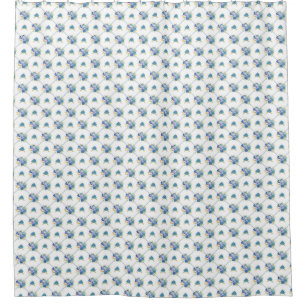 Blue Watercolor Flowers Shower Curtain