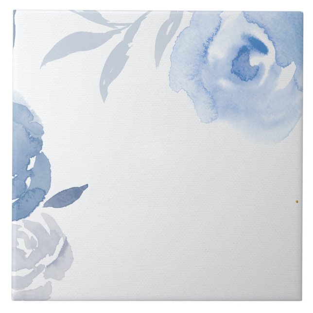 Blue Watercolor Flowers Tile (Front)