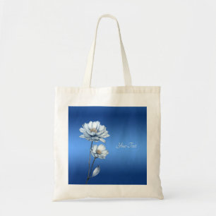Blue Watercolor Flowers Tote Bag