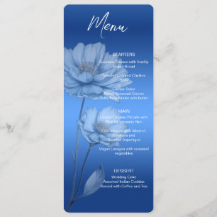 Blue Watercolor Flowers Wedding Menu