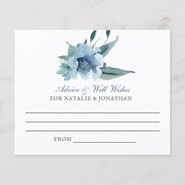 blue watercolor flowers wedding reception advice (Front)