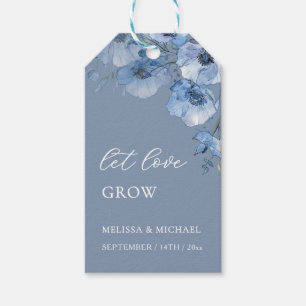 Blue Watercolor Flowers Wedding Thank You Gift Tags