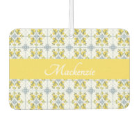 Blue Watercolor French Country Lemon Name Monogram