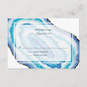 Blue Watercolor Geodes Wedding RSVP Card
