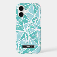 Blue Watercolor Geometric Snowflakes Pattern II