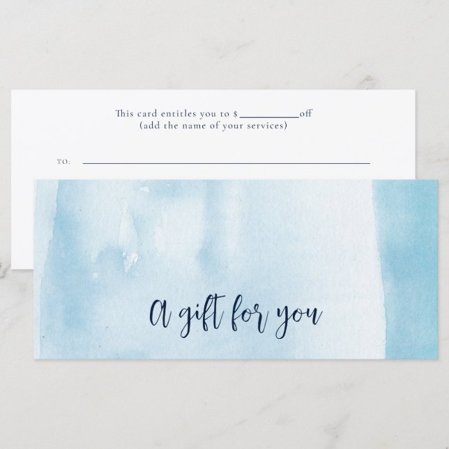 Blue Watercolor Gift Certificate (Front/Back)