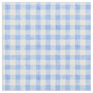 Blue Watercolor Gingham Fabric