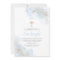 Blue Watercolor Gold Cross Boy Christening Baptism