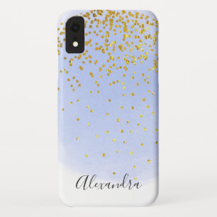 Blue Watercolor Gold Foil Glitter Confetti Case-Mate iPhone Case