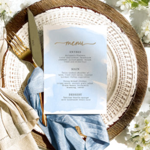 Blue Watercolor Gold Menu