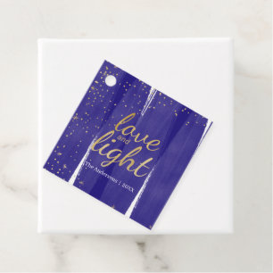Blue Watercolor Gold Snowflake Hanukkah Holiday Favour Tags