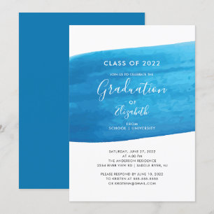 Blue Watercolor Graduation Party Invitation