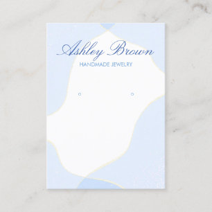 Blue Watercolor Handmade Earring Jewellery Display Business Card