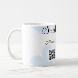Blue watercolor hearts QR  Sweet sixteen birthday  Coffee Mug