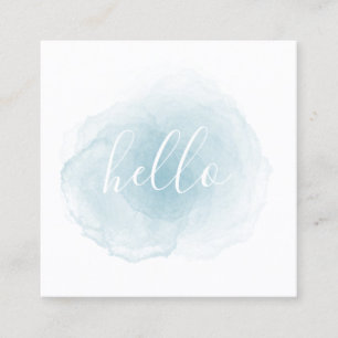 Blue Watercolor Hello Business Card