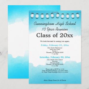 Blue Watercolor High School Class Reunion Template