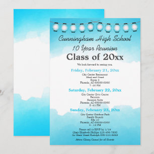 Blue Watercolor High School Class Reunion Template