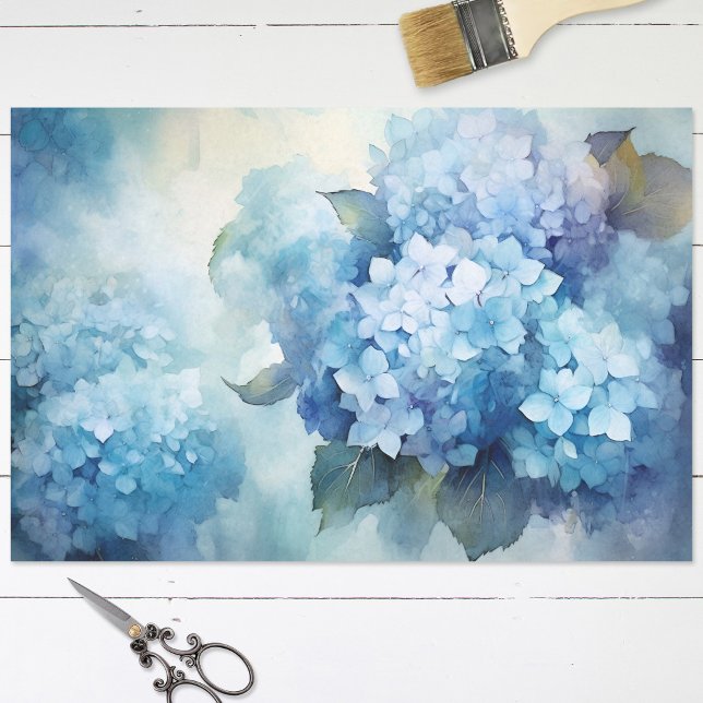 Blue Watercolor Hydrangea Decoupage Tissue Paper (Creator Uploaded)