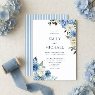 Blue Watercolor Hydrangea Floral Wedding Invitation