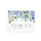 Blue Watercolor Hydrangea Winter Thank You Card