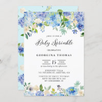 Blue Watercolor Hydrangeas and Roses Baby Sprinkle