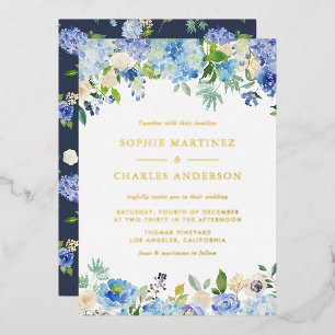 Blue Watercolor Hydrangeas Botanical Wedding