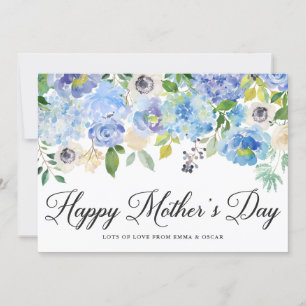 Blue Watercolor Hydrangeas Happy Mother's Day Card